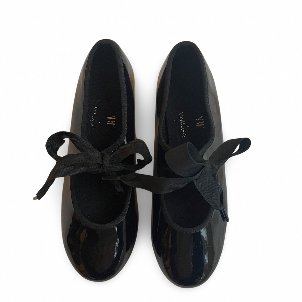 American Ballet Theater Tap Shoes w/Ribbon Closure, Size 12 (Toddler), Synthetic